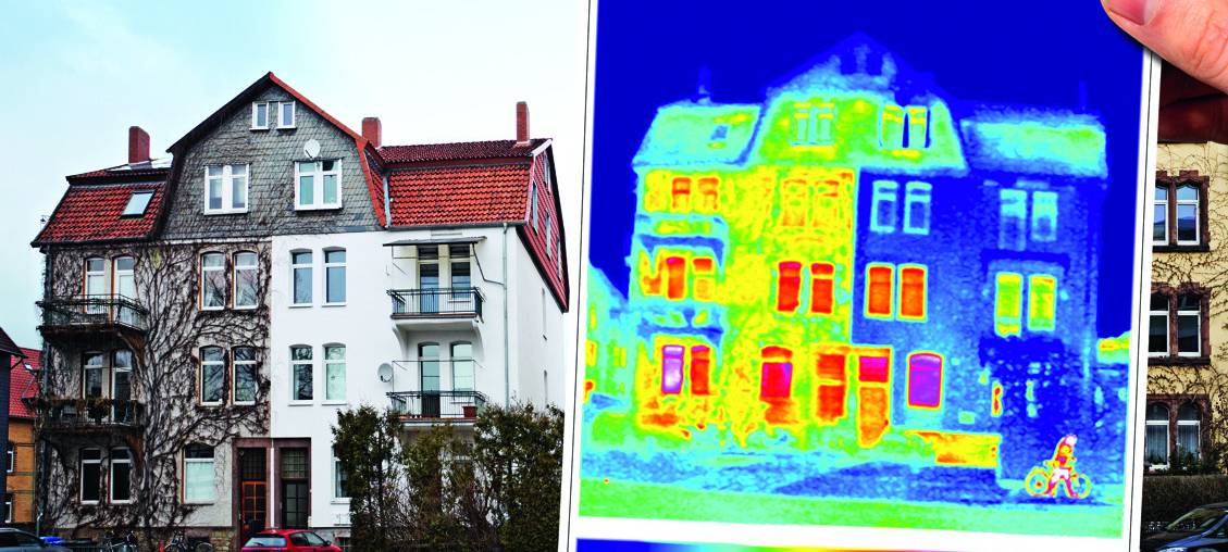 Thermografie-Überprüfung an einem Haus