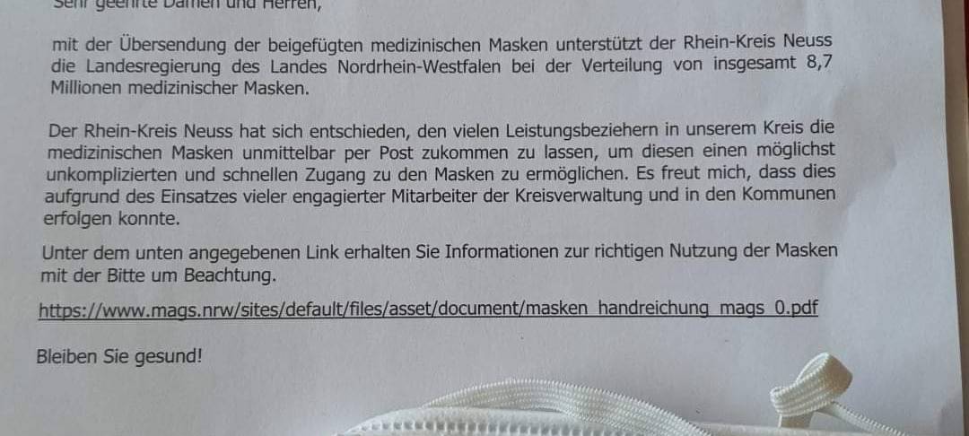 Bedürftige im Kreis bekommen dreckige Masken zugeschickt