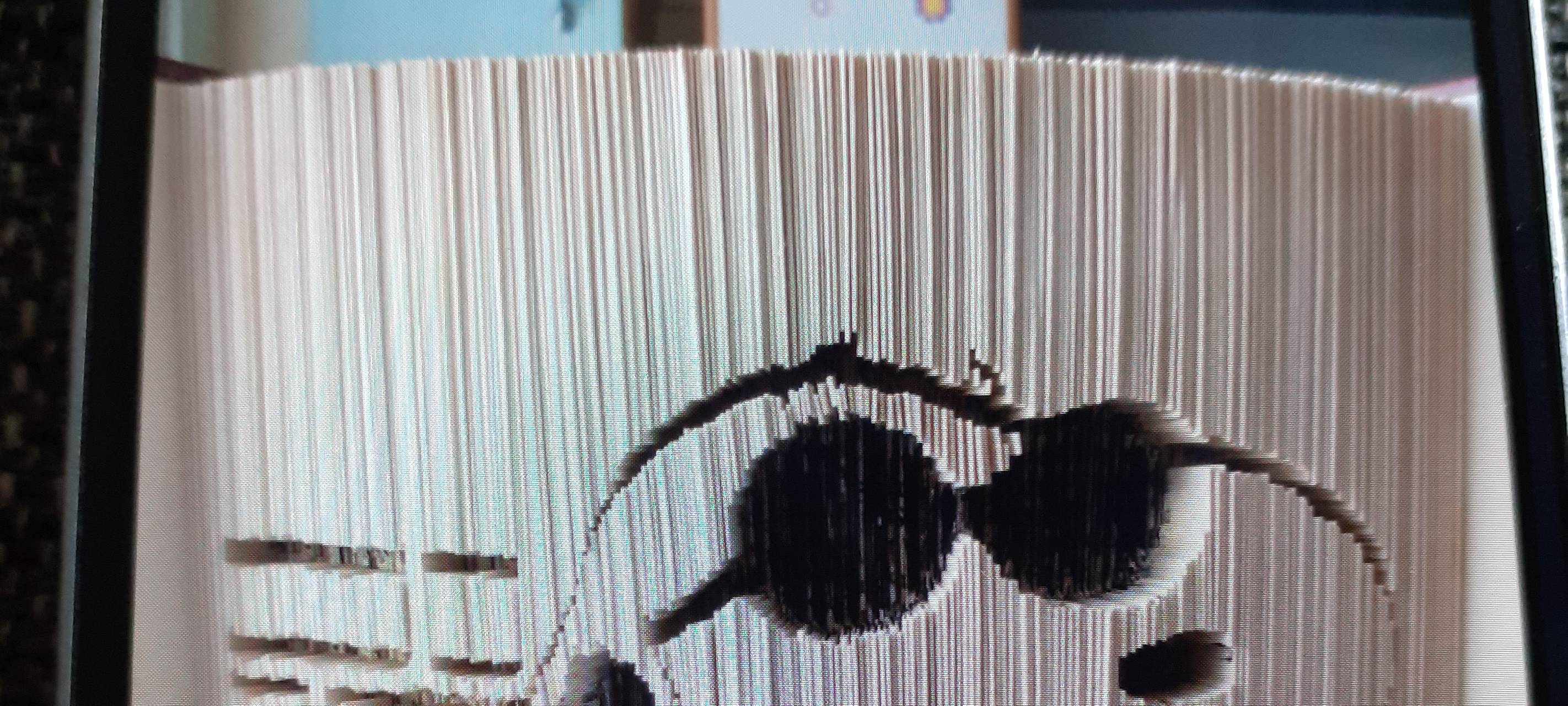 Buchfaltkunst: NE-WS 89.4-Logo in Buch geschnitten