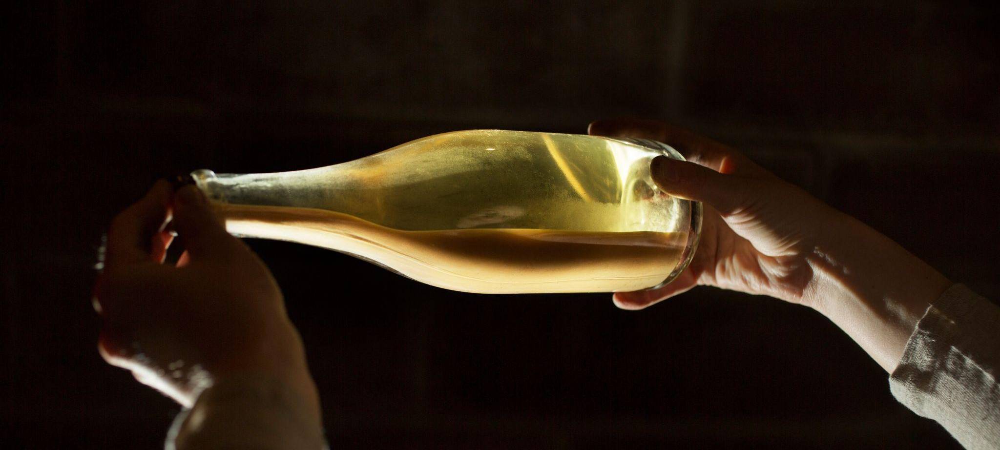 Hefedepot bei der Fläschengärung von Sekt