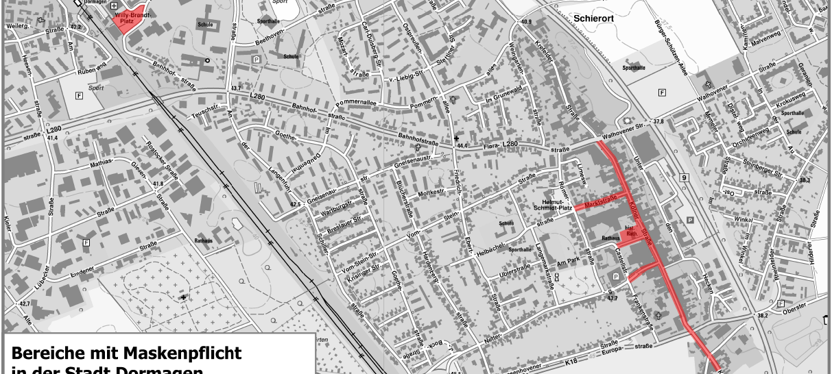 Maskenpflicht in Außenbereichen im Rhein-Kreis Neuss