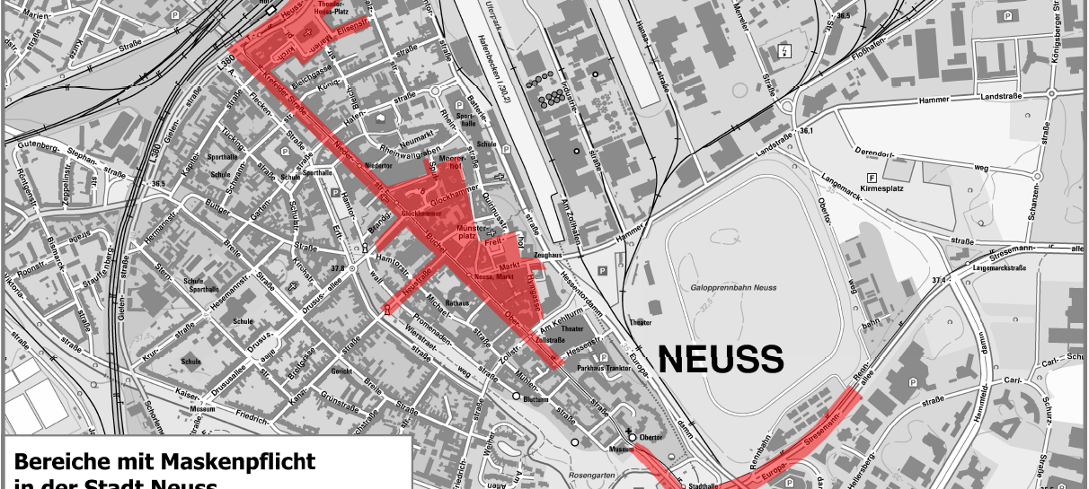 Maskenpflicht in Außenbereichen im Rhein-Kreis Neuss