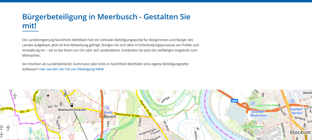 Meerbusch auf digitalem Beteiligungsportal des Landes NRW