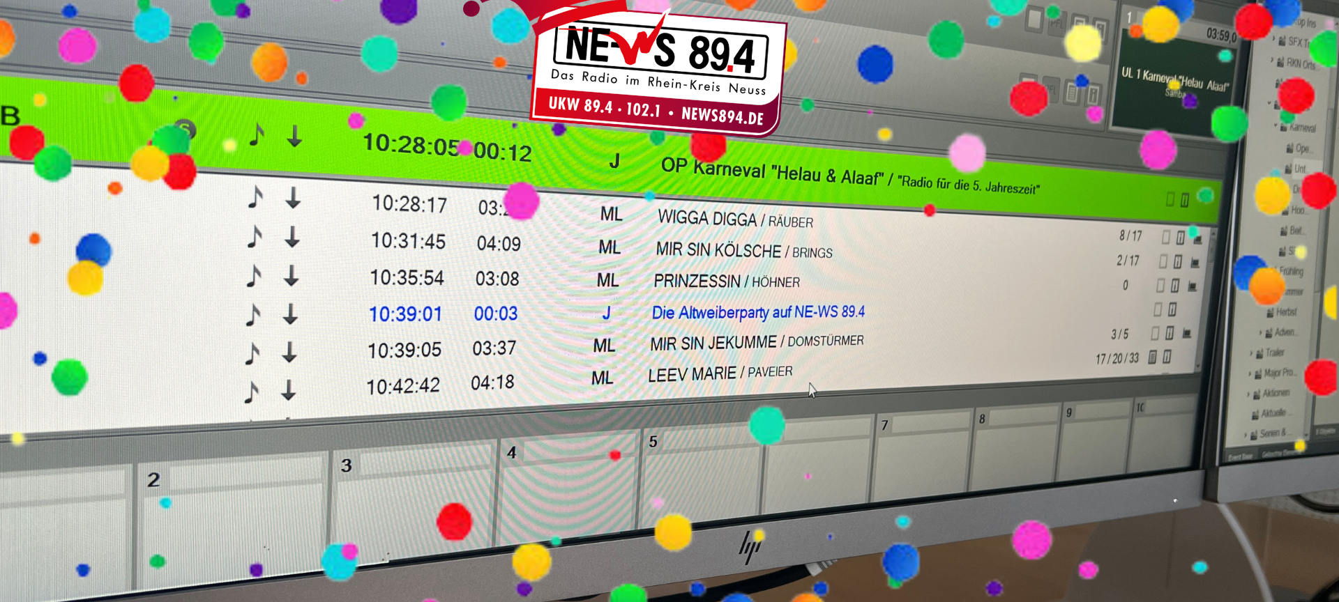 NE-WS 89.4 feiert Altweiber - hier Musik wünschen