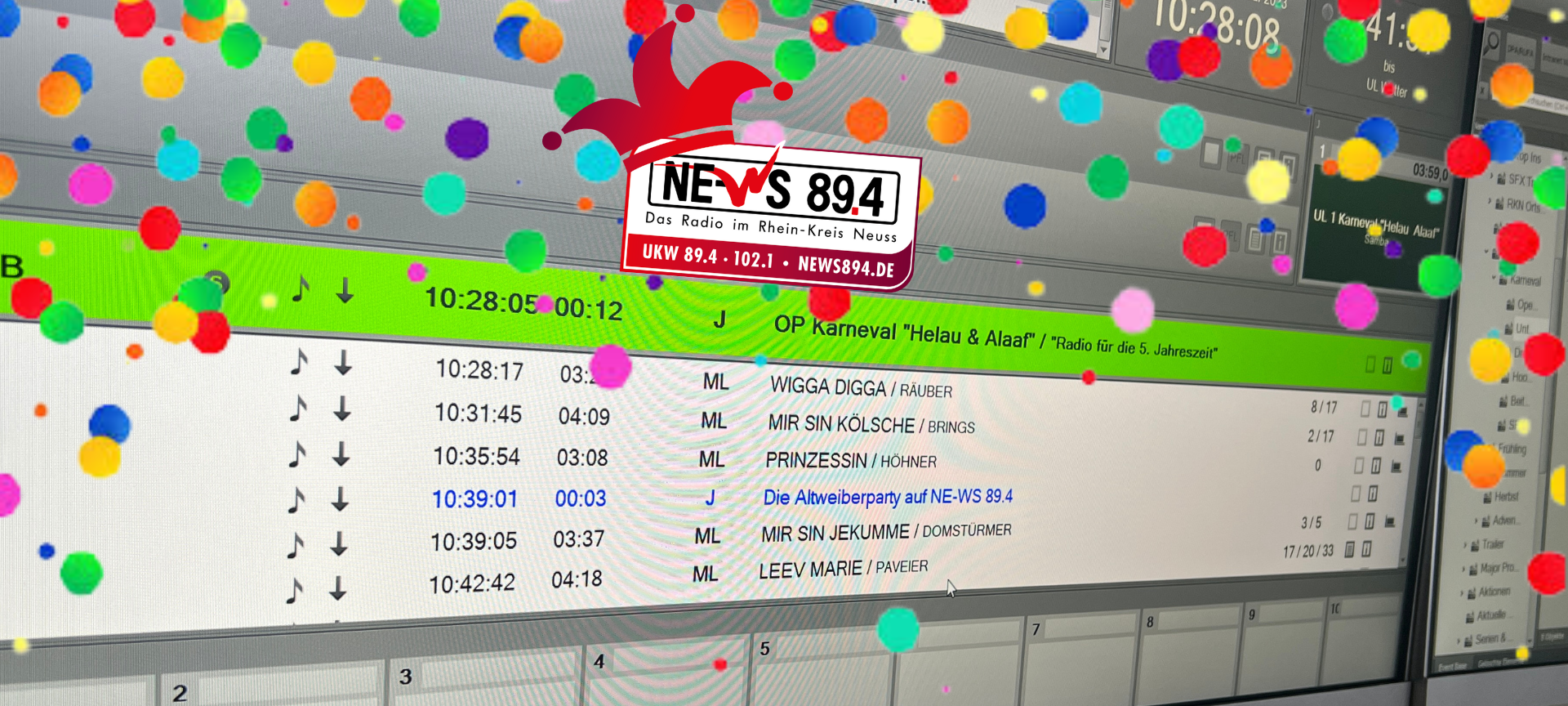 NE-WS 89.4 feiert Altweiber - hier Musik wünschen