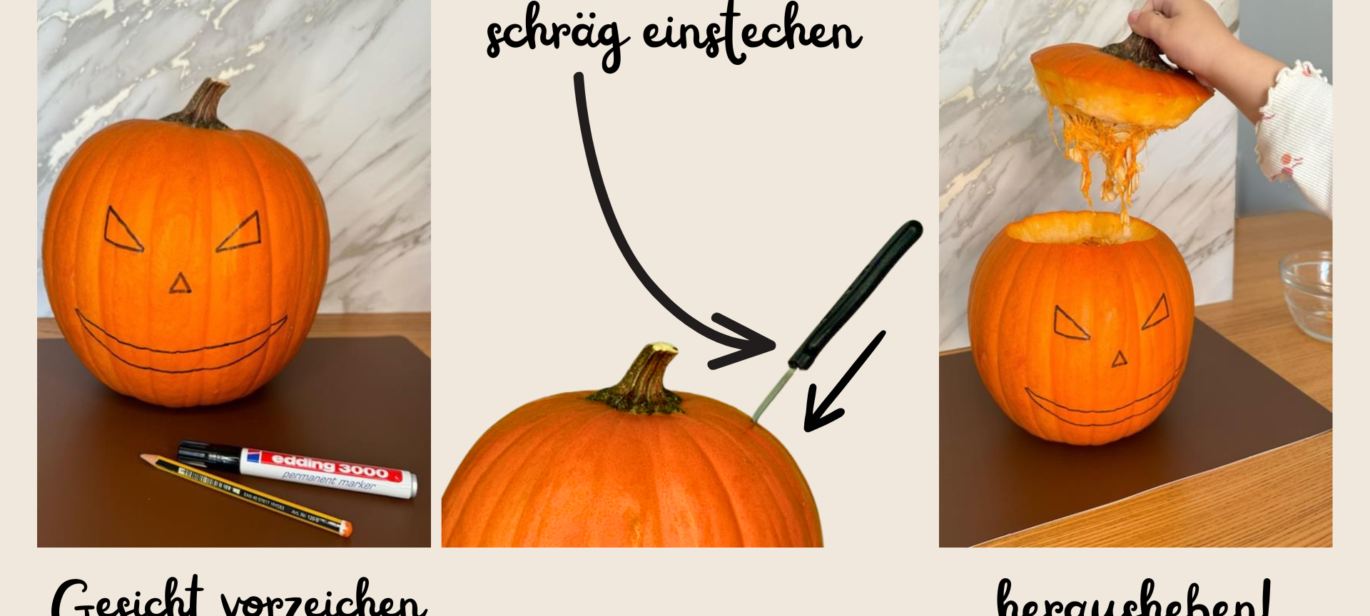 Bilder-Anleitung Kürbis-Schnitzen Kürbiszeit Kürbis