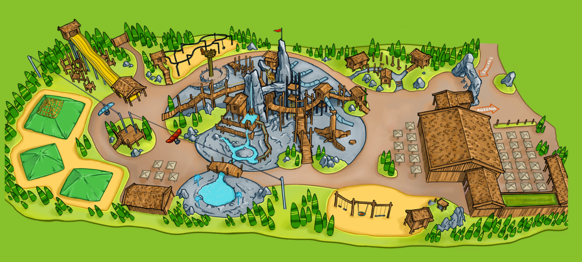 Die Abenteueralm im Alpenpark Neuss: spielende Kinder