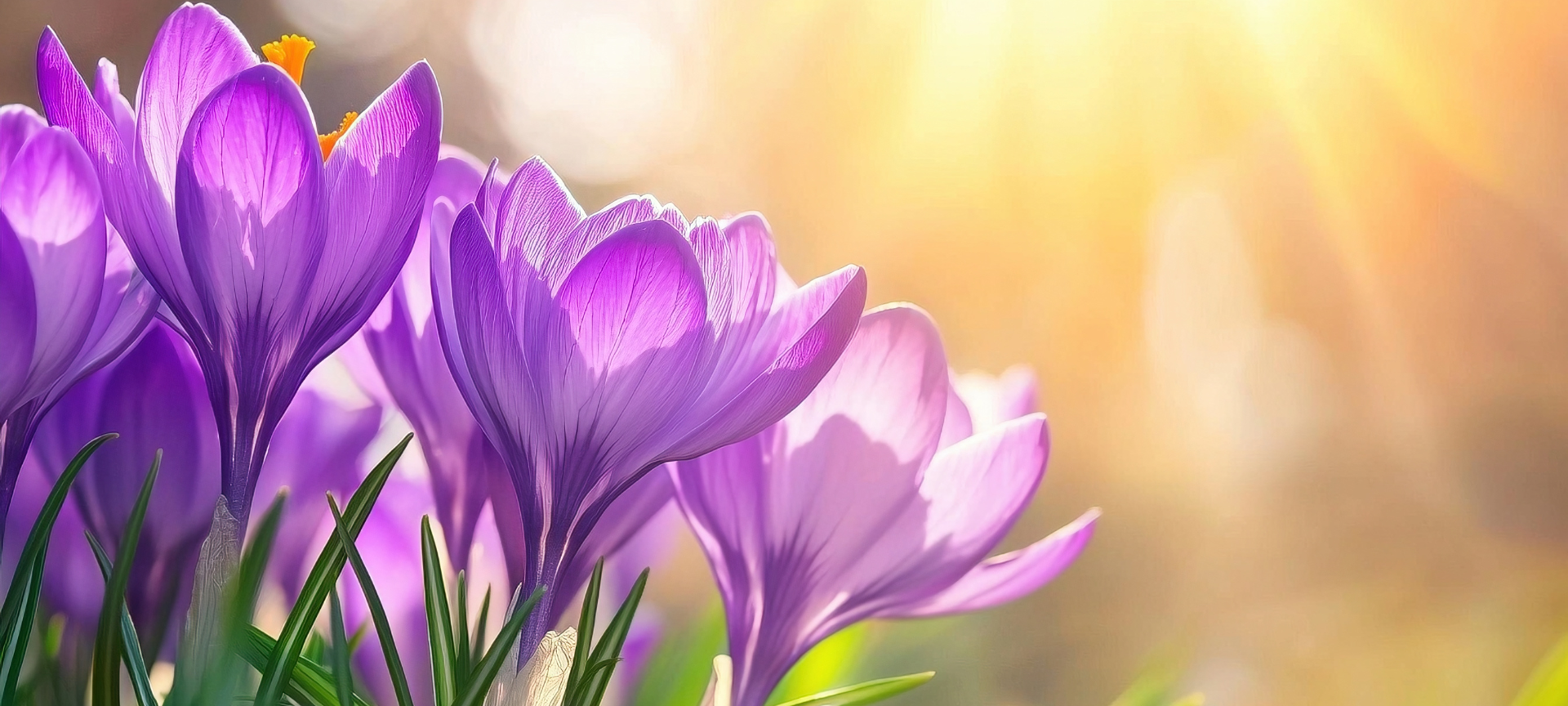 Gartenarbeit im Frühling: die Krokusse blühen schon